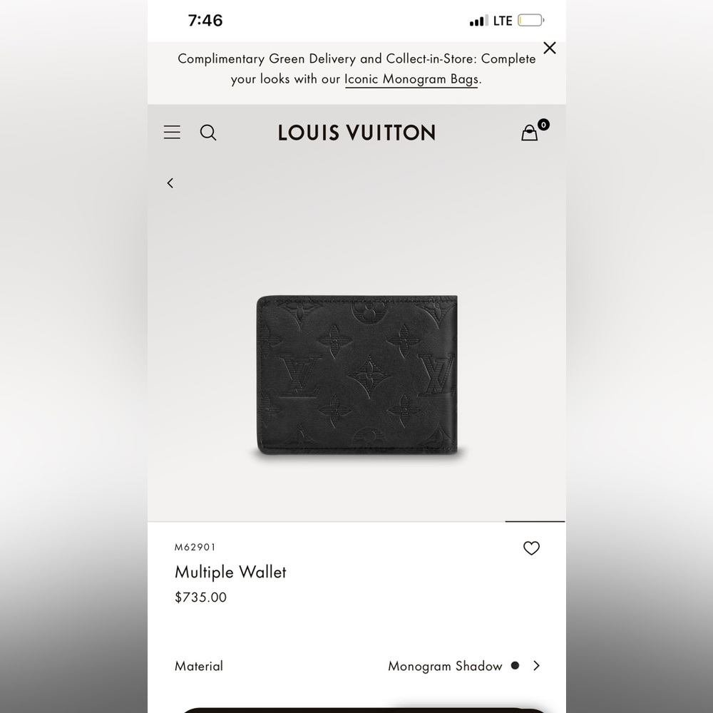 Black Louis Vuitton wallet. Covered in soft leather. - Picture 3 of 4